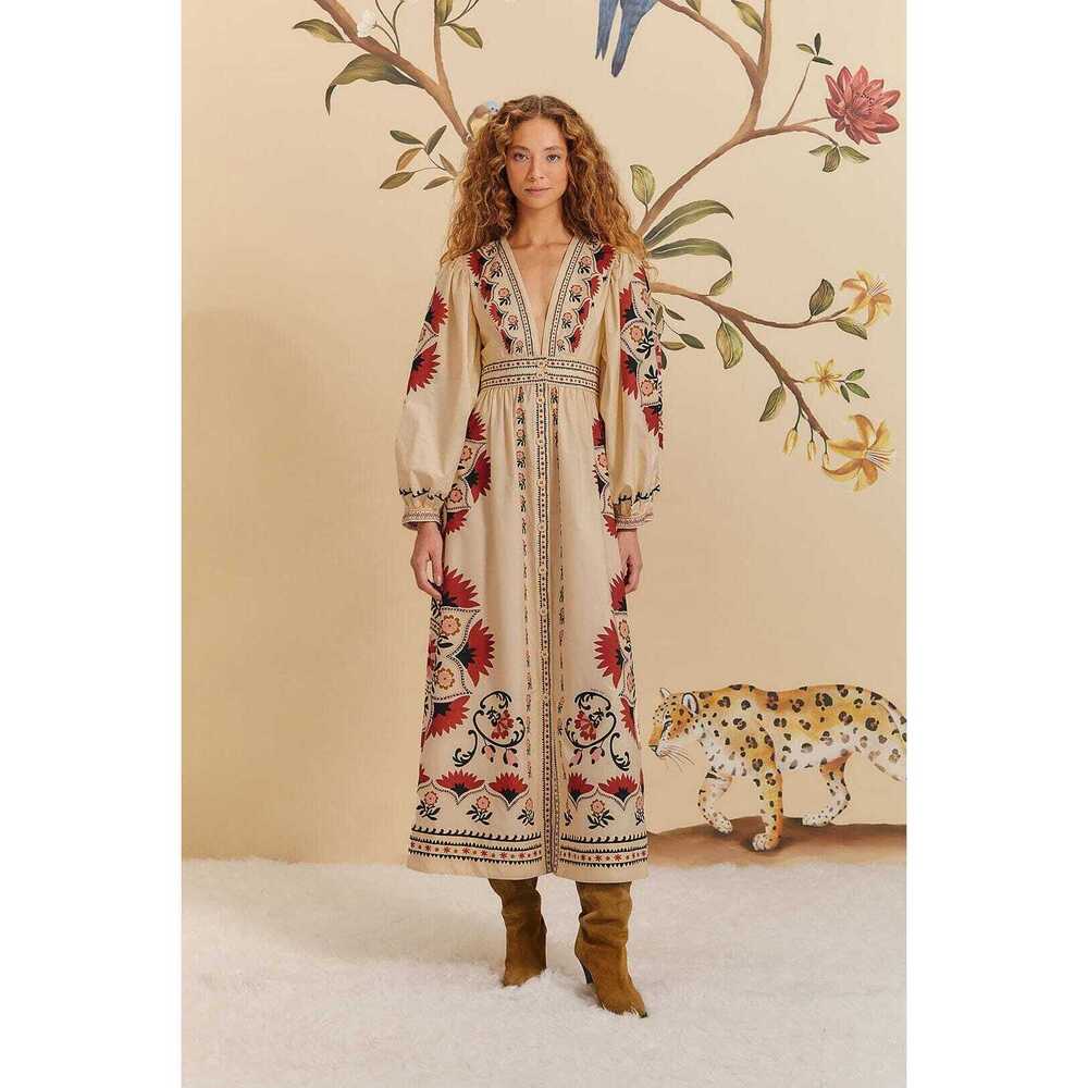 SOLD- FARM Rio Cream Cashew Mandala Maxi Dress NWT
